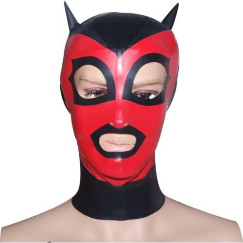 Latex Rubber Mask Hood Gummi 0.4mm with Tails for Catsuit Unisex Party Wear bdsm mask bdsm sex fetish men bdsm hood fetish