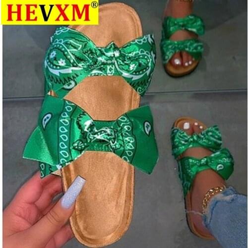 HEVXM Summer Slippers Women Summer Bow Summer Sandals Slipper Indoor Outdoor Flip-flops Beach Shoes Female Fashion Shoes 2020