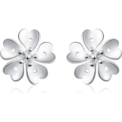 Fashion hollow earrings elegant petal silver earrings sweet romantic womens silver jewelry to the wedding