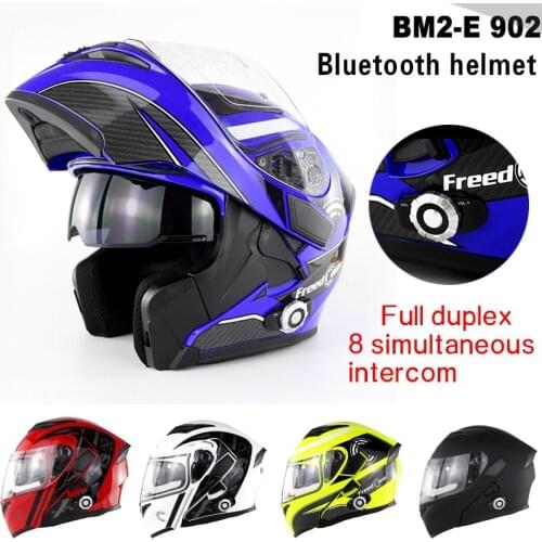 DOT Bluetooth Intercom Integrated Modular Helmets Full Face Motorcycle Helmet Freedconn BM2-E