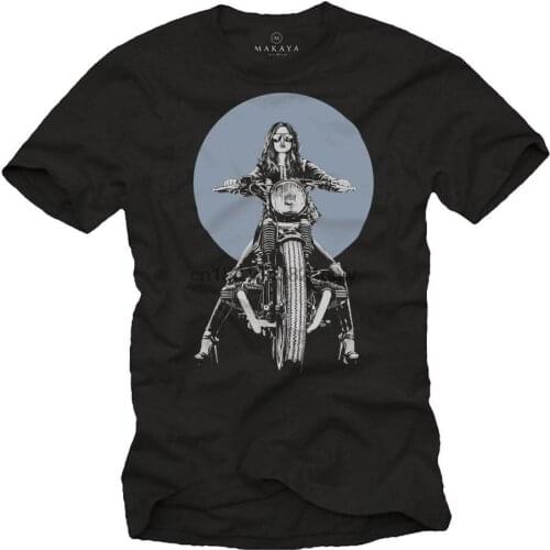 Mens Biker Gift for Him Mens T Shirt black Sexy Girl on Motorcycle R100 Size S XXXXXL