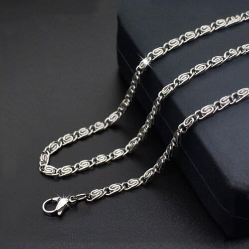 3.5mm 4mm Mens Necklace Stainless Steel Byzantine Twisted Chains Necklace Silver Color Male Jewelry Wholesale