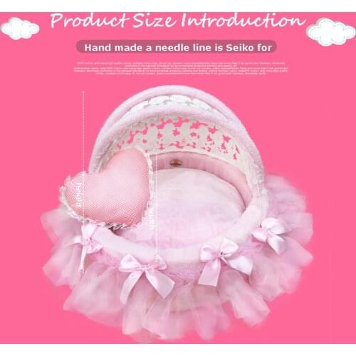 Awning dog bed lace round bed coral velvet kennel comfortable kennel overall removable and washable