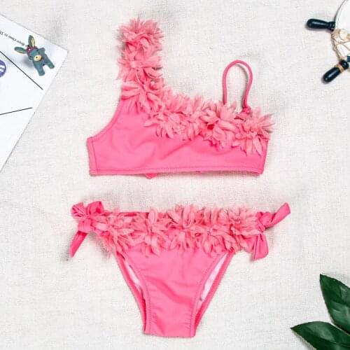 The new female children swimsuit split baby pink lace bikini swimsuit children XYY-135