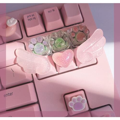 Personalized Keycaps Cute Wings Crystal keycaps Handmade Mechanical Keyboard R4 Keys PBT Color Keycaps Anime