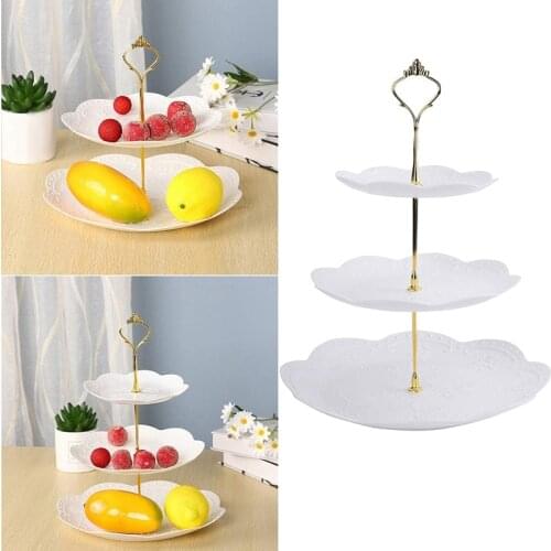3 Pack 3 Tiers White Cupcake Stand Dessert Plates Stand Tiered Serving Trays for Wedding Birthday Family Party