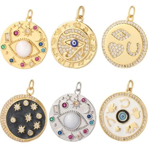 Evil Blue Eye Moon Star Sun Designer Charms Diy Earrings Necklace Bracelet Make Accessories Charms for Jewelry Making Gold