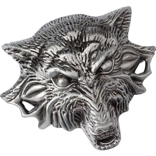 Vintage Western Cowboy Rodeo Alloy 3D Wolf Head Belt Buckle For Men Boys