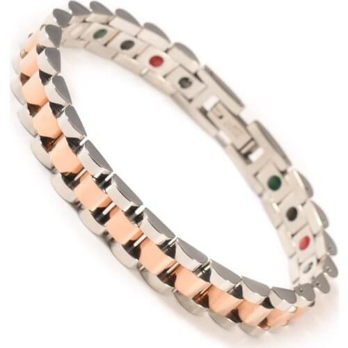 Wollet Jewelry Magnetic Therapy Stainless Steel Bracelet Bangle for Women Health Care Energy Healing