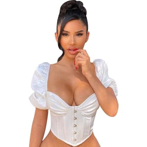 Women Clothes Sexy Bustier Corset Top Off Shoulder Chiffon White Strapless Female Top Cropped Tops