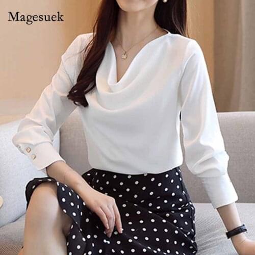Women Elegant Office Lady Shirts Fashion 6 Colors Solid Long Sleeve Shirt Autumn 2020 Women Tops and Blouses Blusas Mujer 10871