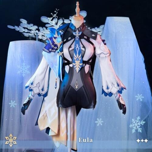 Customize Genshin Impact Eula Dress Full Set Clothes Woman Cosplay Costume Game Cosplay Dress Up Characters Same Clothes