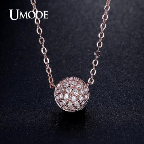 UMODE Delicate 4 Designs Micro CZ White / Rose Gold Color Pendant Choker Necklaces Jewelry for Women Bijoux Femme UN0231
