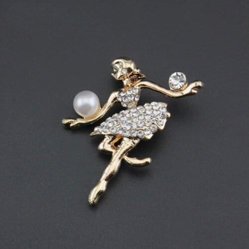20pcs/lot 42mm Gold Plated Ballet Brooch Ballerina Girl Brooch Pin