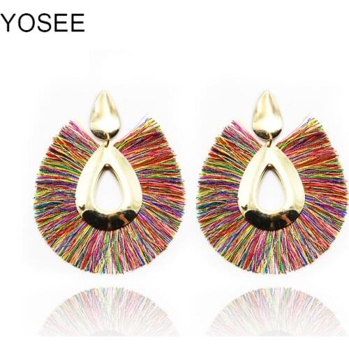 2018 Fashion Bohemian Handmade Knitted Drop Earrings for Women Statement Tassel Earrings Long Wedding Party Jewelry Gift