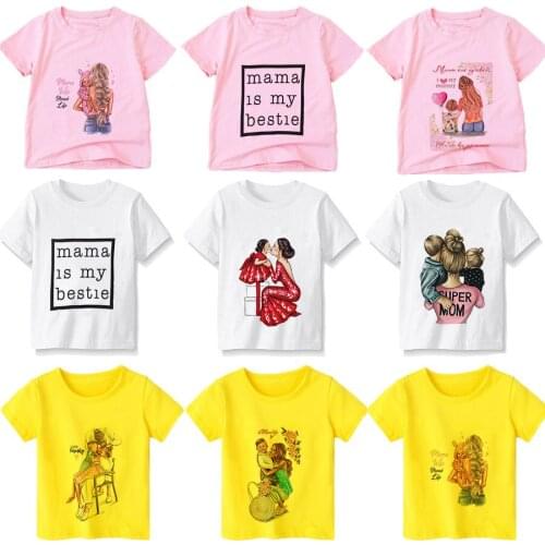 2021 Super Mom Boy Mom Graphic Tshirt Children Cartoon Clothing For Boy Baby Clothes Girl Kids T Shirt For Baby Elastic Tee Top