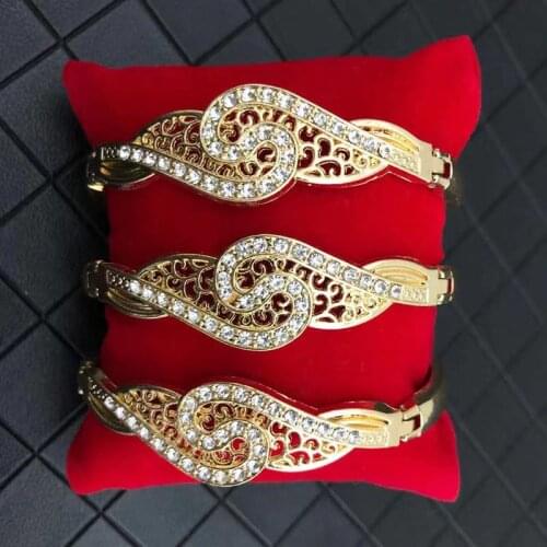 3PCS Zinc Alloy Jewelry Lady Side Open Bangle Bracelet Austrian Crystal Classic Morocco Designer Jewelry Cuff Bracelet free ship