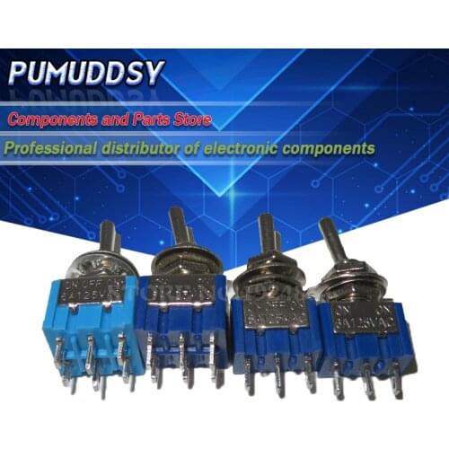 5PCS MTS-102 MTS-103 MTS-202 MTS-203 6A 125V Mini 3/6PIN ON-OFF/ON-OFF-ON Toggle Switches For Switching Lights Motors MTS switch