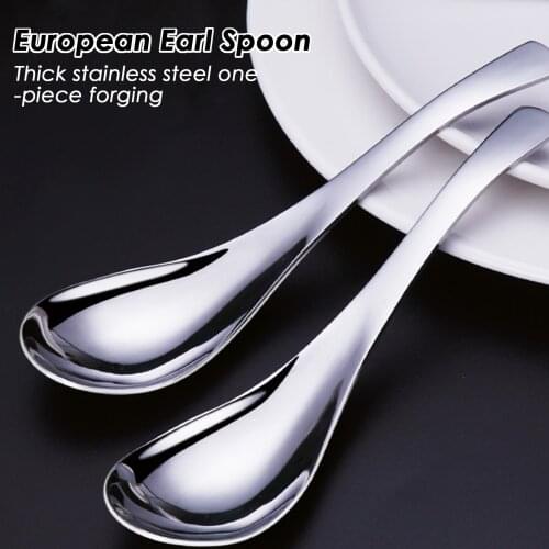 6PCS Stainless Steel Soup Spoons Short Handle Spoon Set Large/Small Metal Kitchen Dinner Spoons For Soup Rice Porridge Tableware