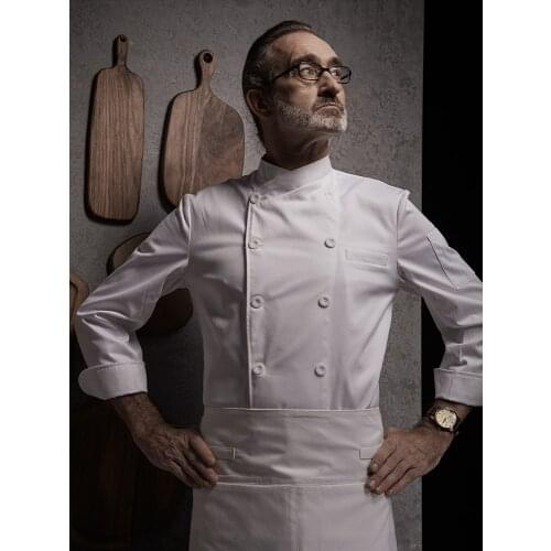 2020 new arrival long sleeve restaurant white chef uniform washable unisex black cook clothes extra large size 4XL