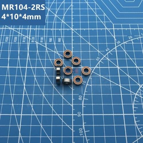 Free shipping high quality 10pcs MR104-2RS (Orange sealed) 4*10*4mm miniature deep groove ball bearing L-1040-2RS MR104RS MR104