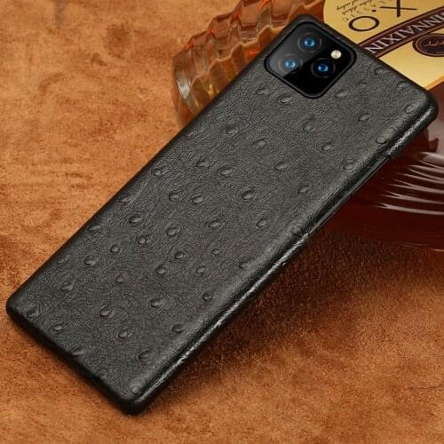 Genuine Cow Leather phone case for iphone 11 11Pro 11 Pro Max X XR XS MAX 8 Plus 5 SE 6 8 6s 7 Plus Luxury Ostrich Grain cover