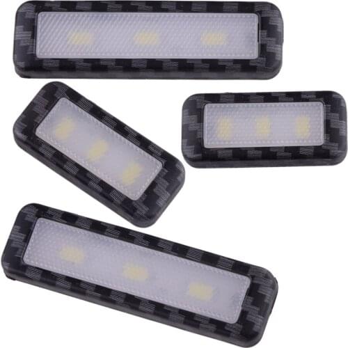 DWCX 4Pcs Universal 12V 3W Carbon Fiber Style Car Interior Door Handle Bowl White LED Ambient Atmosphere Light