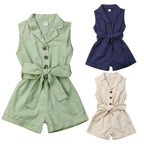 Boutique Girl Clothes Summer Kids Baby Girls Clothes One-Pieces Sleeveless Romper Jumpsuit Overalls Outfits