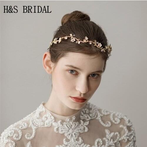 H&S BRIDAL Gold Headpiece wedding hair accessories Bridal Hair jewelry 2018 couronne de mariage