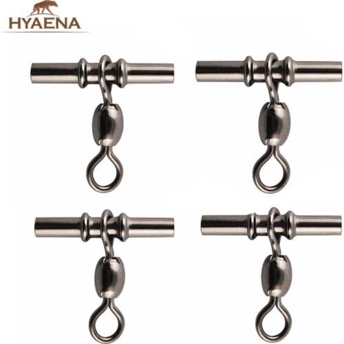 Hyaena 100pcs Cross Line With Black Nickle Brass 3 Way Cross Line Crane Swivel Carp Fishing Tackle Fly Connector Saltwater