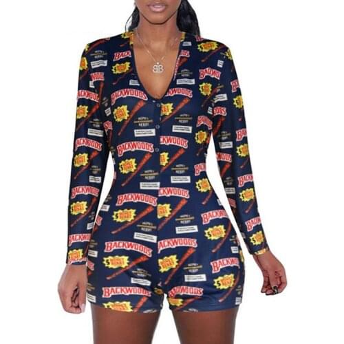 Jumpsuit Pajamas Onsie Pijama Sleepwear For Adults Women Funny Print Sexy Playsuit Nightwear Lingerie Plus Size Summer Homewear
