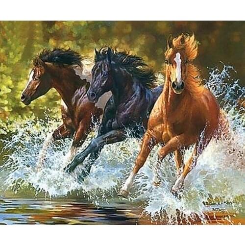 Horse style Embroidery Counted Cross Stitch Kits Needlework - Crafts 14 ct DMC Color DIY Arts Handmade Decor running