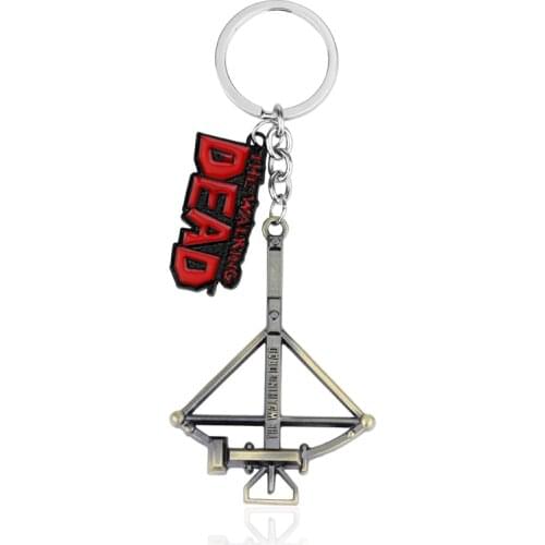 Fashion Movie Jewelry The Walking Dead Jewelry Daryl Dixon Crossbow Pendant Key Chain Red DEAD Logo For Men Car Keychains Gift