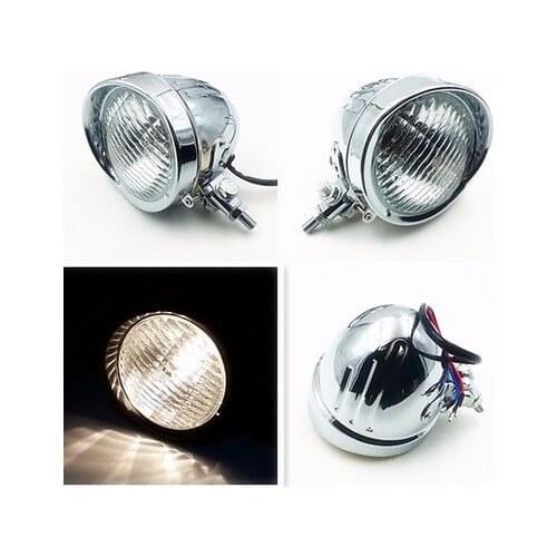 Motorcycle Steel Head Light Chrome High Low Beam Headlight Lamp For Harley Cruiser Bobber Cafe Racer Yamaha