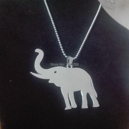 For Men New Large 2.5'' Stainless steel Elephant Necklace Pendant + 32'' 4mm Ball chain Both High Polished Jewelry