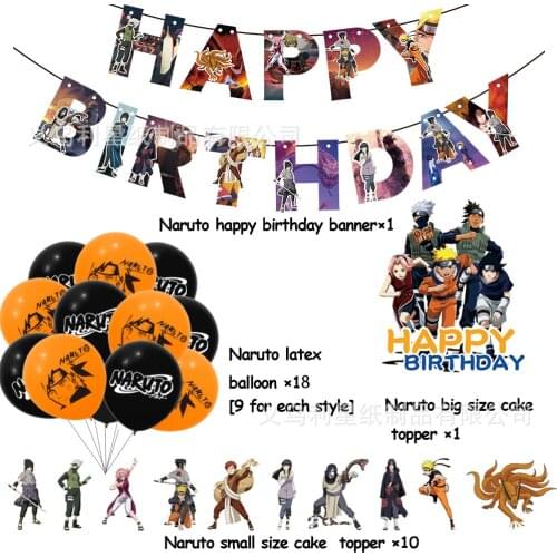 Naruto Theme Party Set Childrens Birthday Party Decoration Cake Flag Latex Balloon Boy Toy Party Event Decoration Gender Reveal