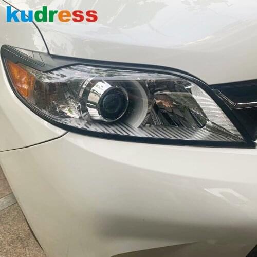 For Toyota Sienna 2019 2020 ABS Chrome Head Light Lamp Cover Trim Front Headlight Frame Trims Sticker Car Styling Accessories