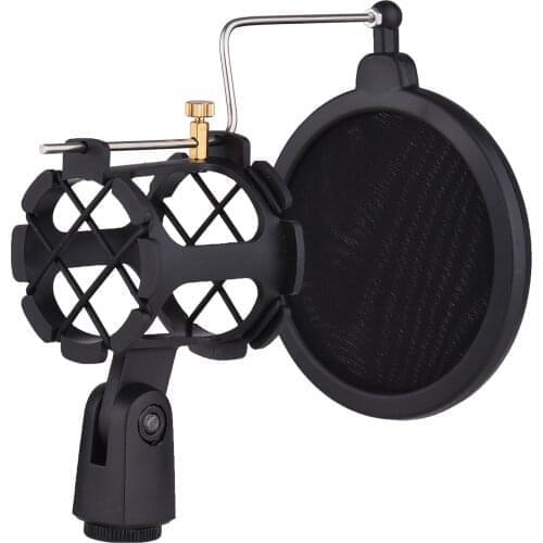 Plastic Microphone Shock Mount Mic Holder Stand with Pop Filter Universal Screw Adapter for Diameter 2-4cm Condenser Microphone