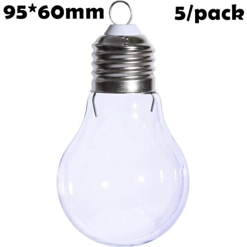 Promotion - DIY Paintable Christmas Xmas Decoration Ornament/Ball 95*60mm Glass Light Bulb, 5/Pack