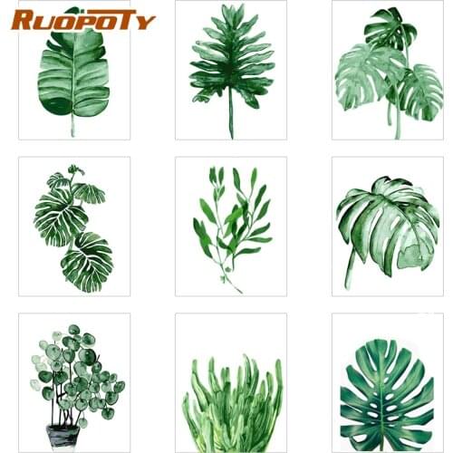 RUOPOTY Frame DIY Painting By Numbers Leaf Landscape Paint By Numbers Kits For Adults Modern Home Wall Art Picture Diy Gift Arts