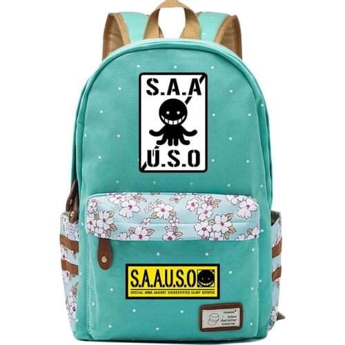 Assassination Classroom Anime Bag Backpack Flower Point Floral Bag School Teenagers Student Book Travel Laptop Mochila