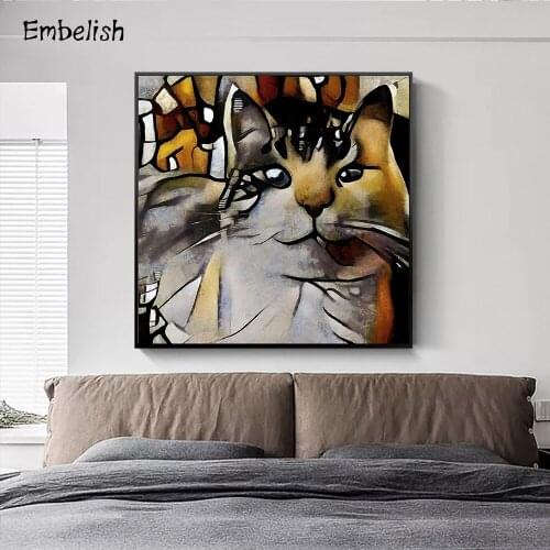 Embelish Abstract Face Of The Cat Animals Home Decor Large Wall Art Pictures For Living Room HD Print Canvas Paintings Posters