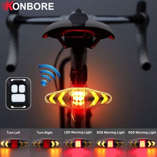 Smart Bicycle Tail Rear Light Wireless Remote Control Turn Signal Bike Tail Light IPX6 Waterproof USB Charging Cycling Taillight