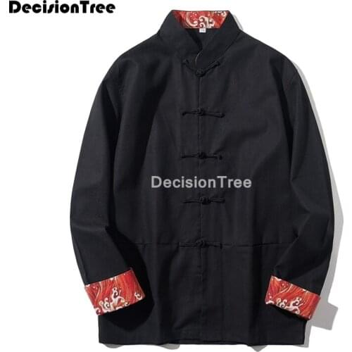 2021 chinese style mandarin collar tai uniform hanfu kung fu traditional chinese clothing for men retro top casual shirts