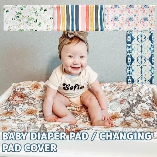 Unisex Baby Diaper Change Table Sheet Changing Pad Cover Floral Print Fitted Crib Sheet Infant or Toddler Bed Nursery