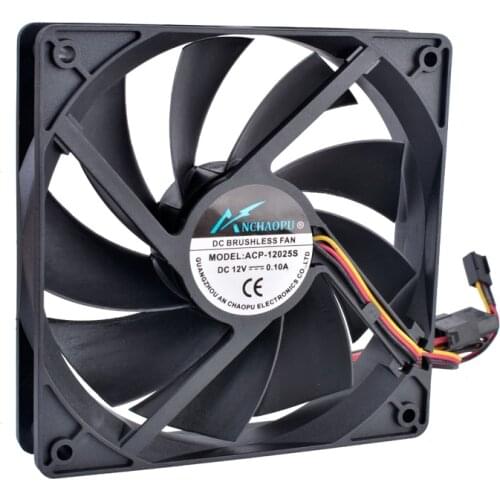 12cm 120mm cooling fan ANCHAOPU 120x120x25mm DC12V 0.10A 3 wires D type plug Quiet cooling fan for chassis and power supply