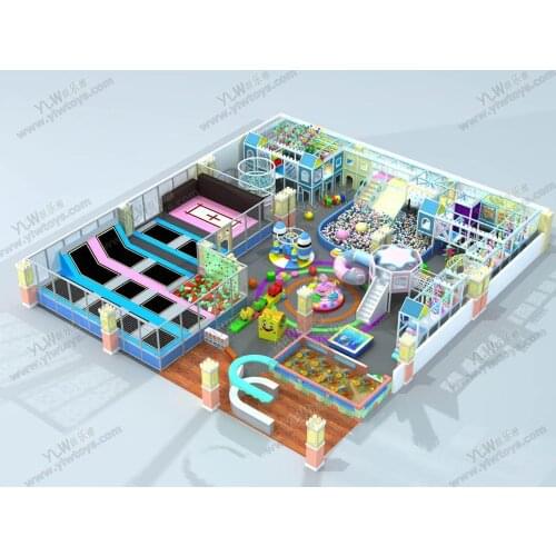 Indoor soft amusement maze,indoor playground park with trampoline jumping bed YLW-IN20200619