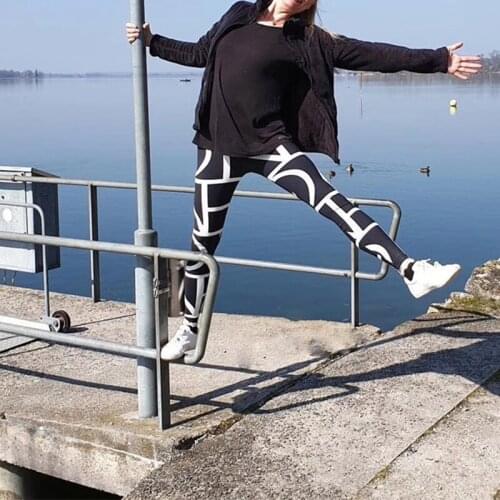 2020SS Newest Woman Leon leggings geometric printed Skinny Trousers