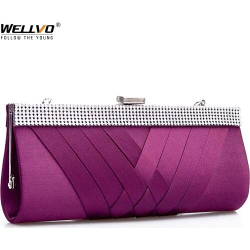 Women Day Clutch Ladies Purse Chain Handbags Women Evening Bag Purple Bride Wedding Party Hand Bags Clutches bolsas mujer XA187C