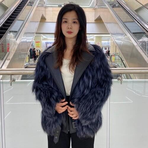 Fur Coat Natural Fox Fur Jacket Women Winter Quality Overcoat Sheepskin Collar Plus Size Custom 2021 New Hot Sale